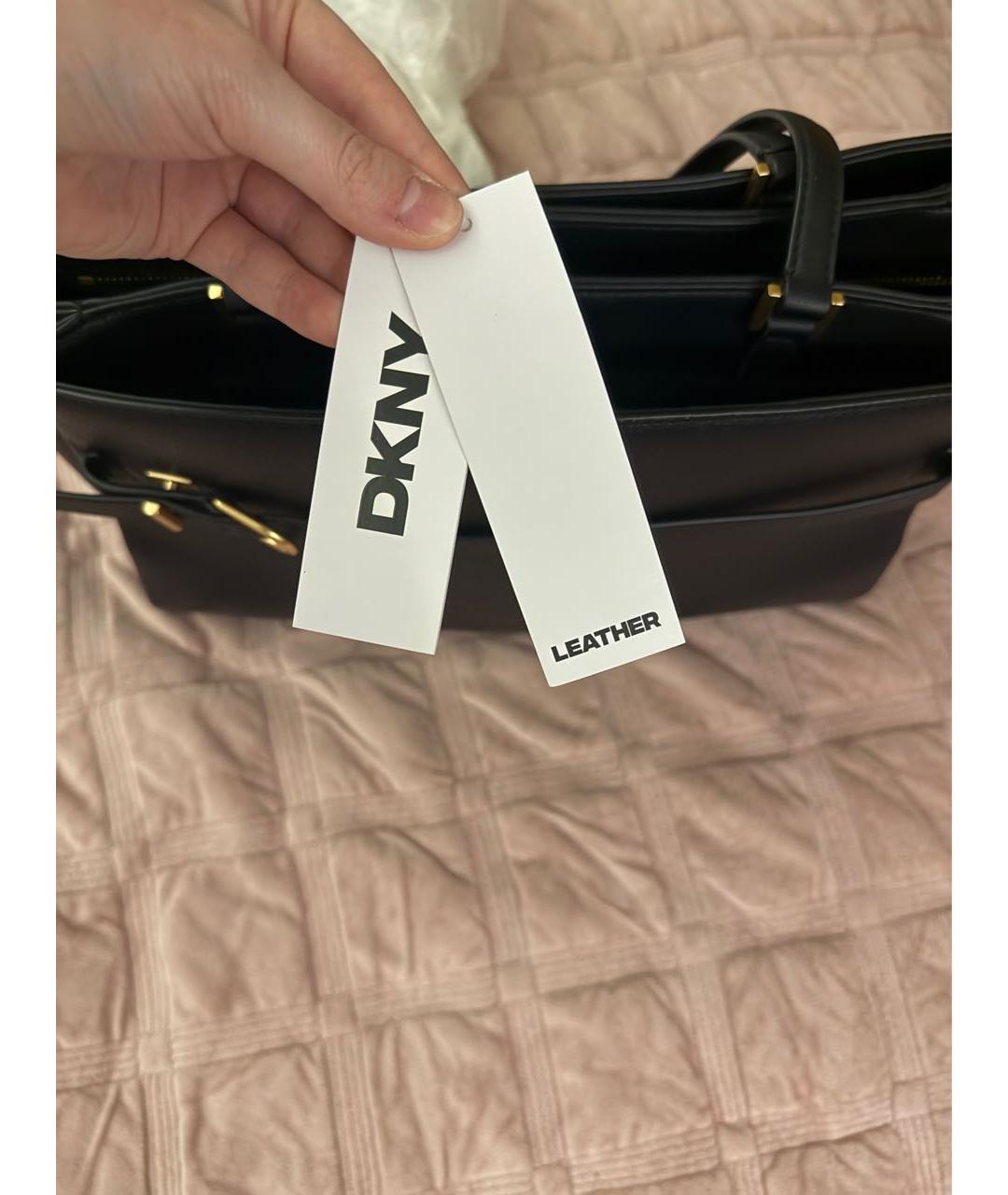 DKNY Черная кожаная сумка тоут, фото 7