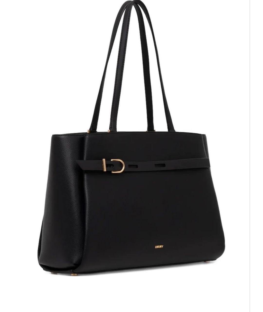DKNY Черная кожаная сумка тоут, фото 2