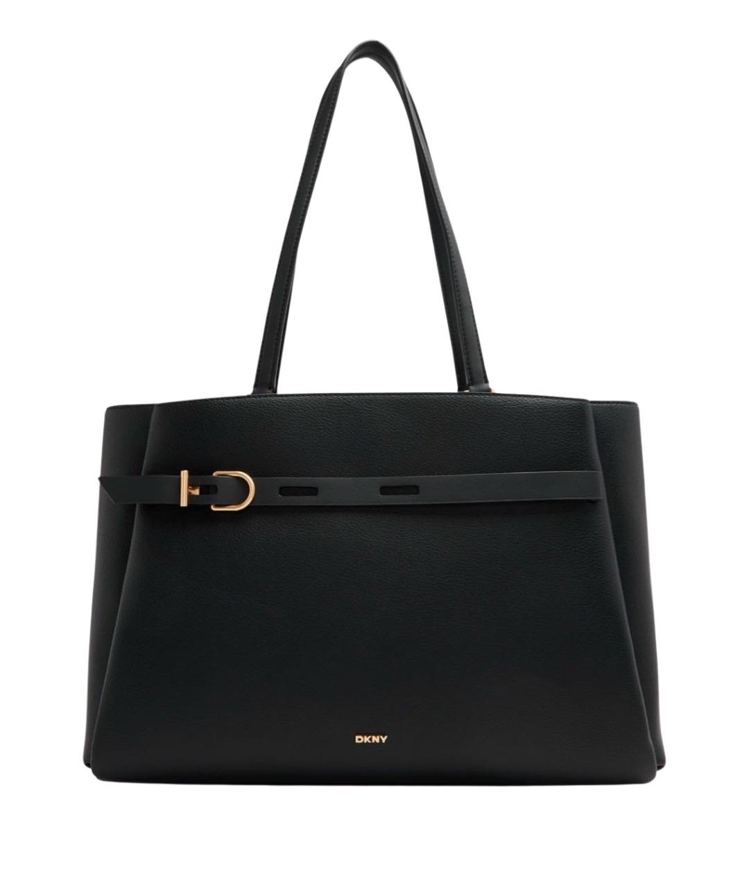 DKNY Черная кожаная сумка тоут, фото 1