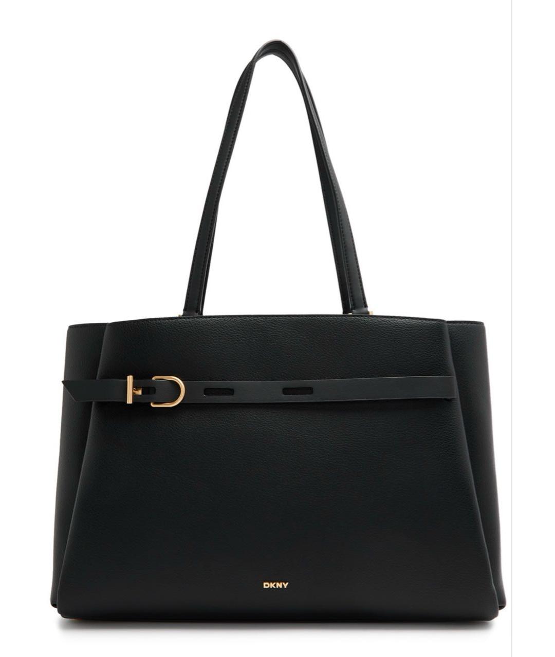 DKNY Черная кожаная сумка тоут, фото 9