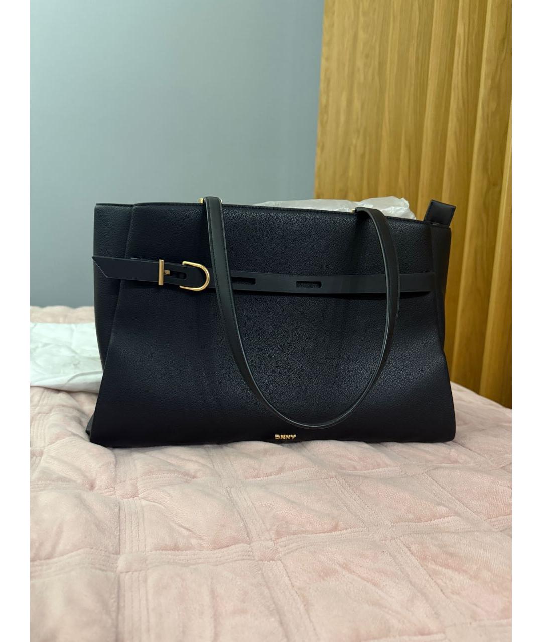 DKNY Черная кожаная сумка тоут, фото 8