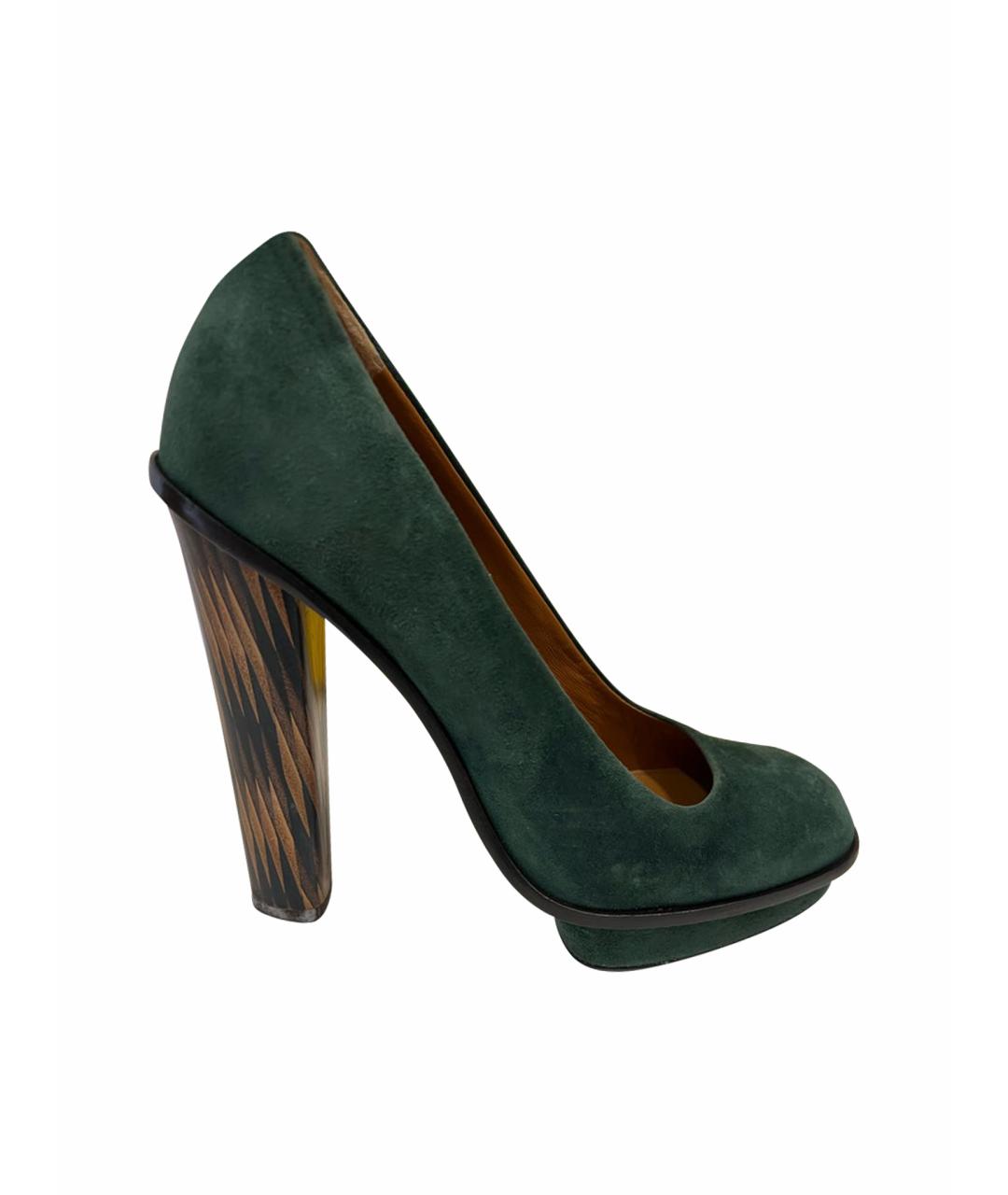FENDI Зеленые замшевые туфли, фото 1
