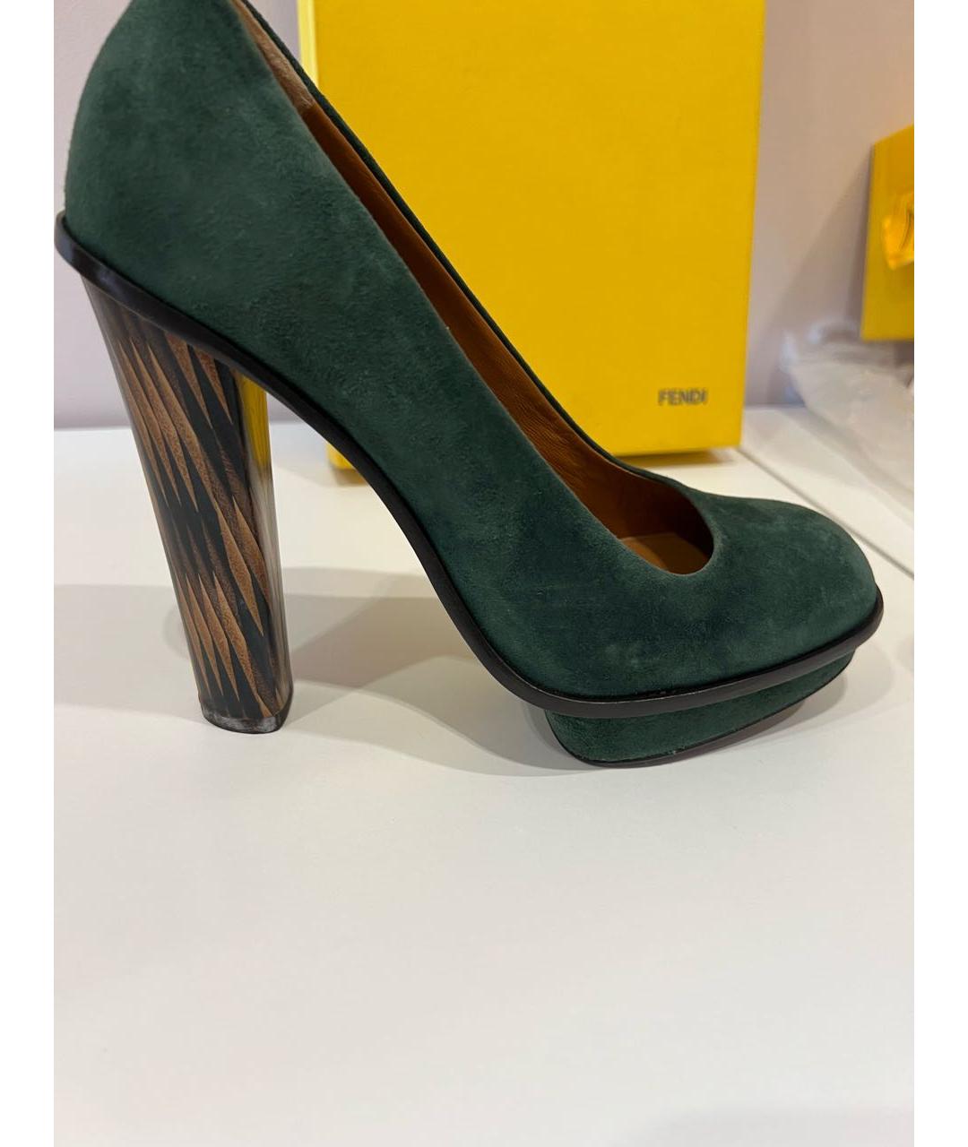 FENDI Зеленые замшевые туфли, фото 2
