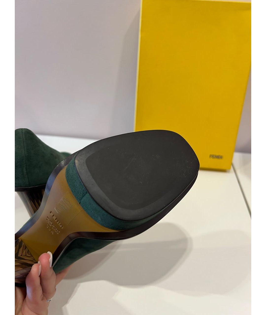 FENDI Зеленые замшевые туфли, фото 4