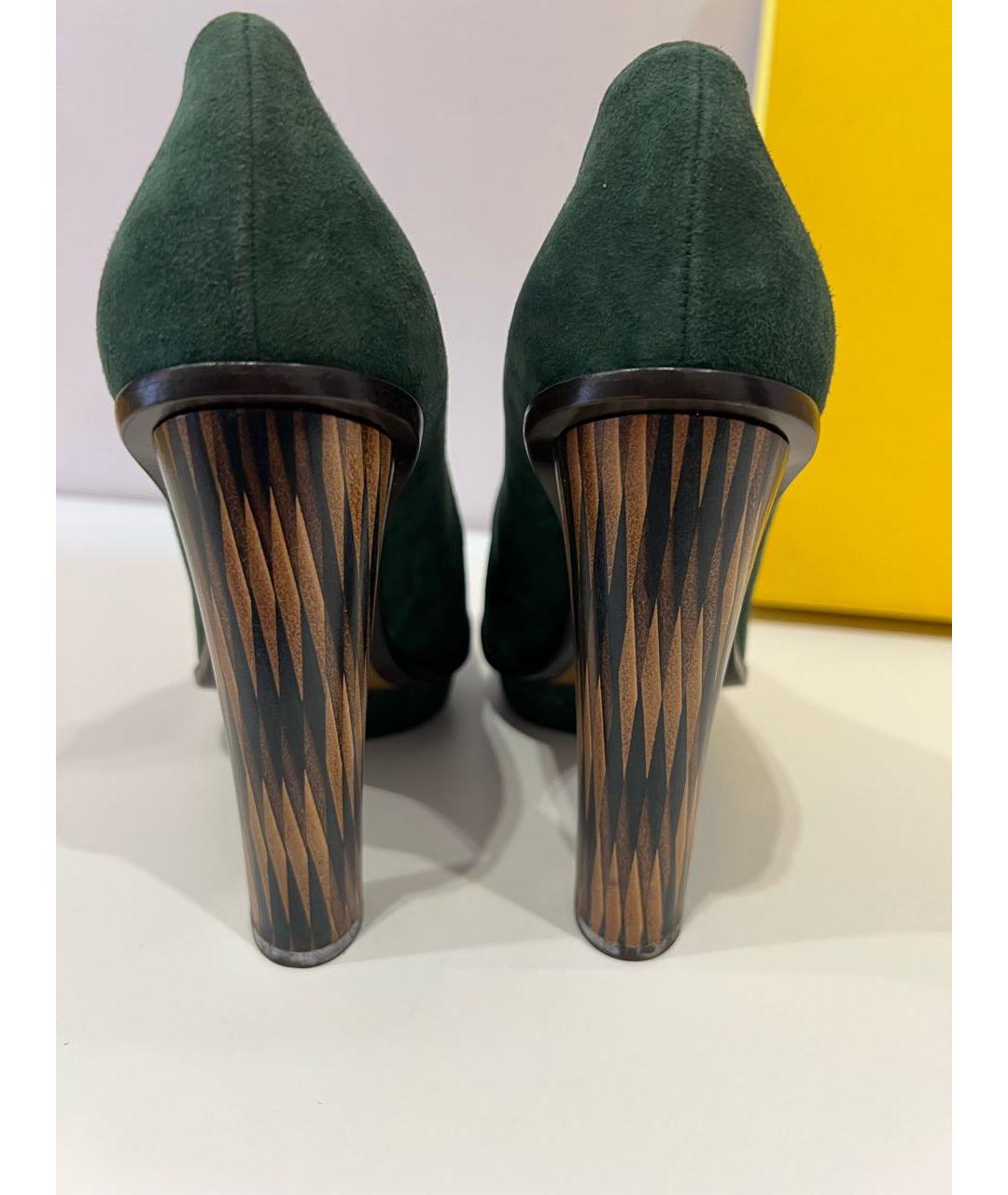 FENDI Зеленые замшевые туфли, фото 3