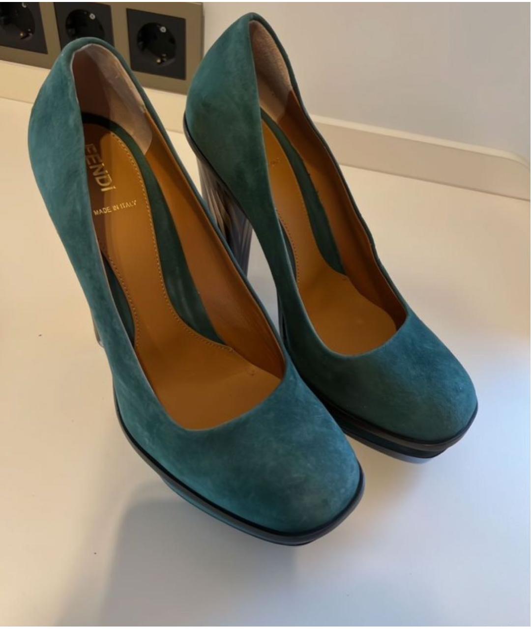 FENDI Зеленые замшевые туфли, фото 5