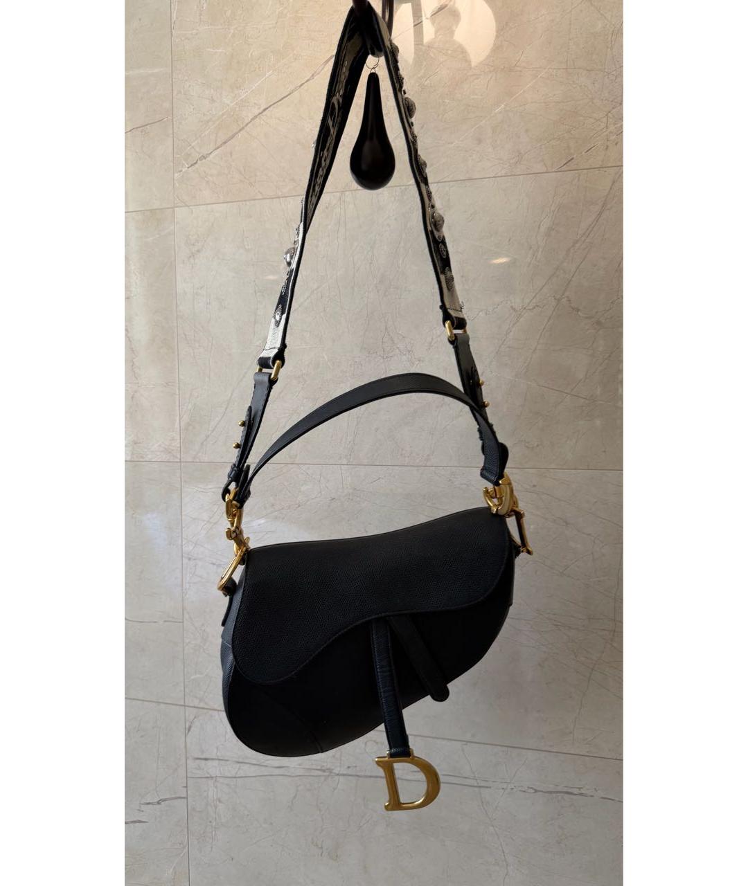 CHRISTIAN DIOR Черная кожаная сумка через плечо, фото 5