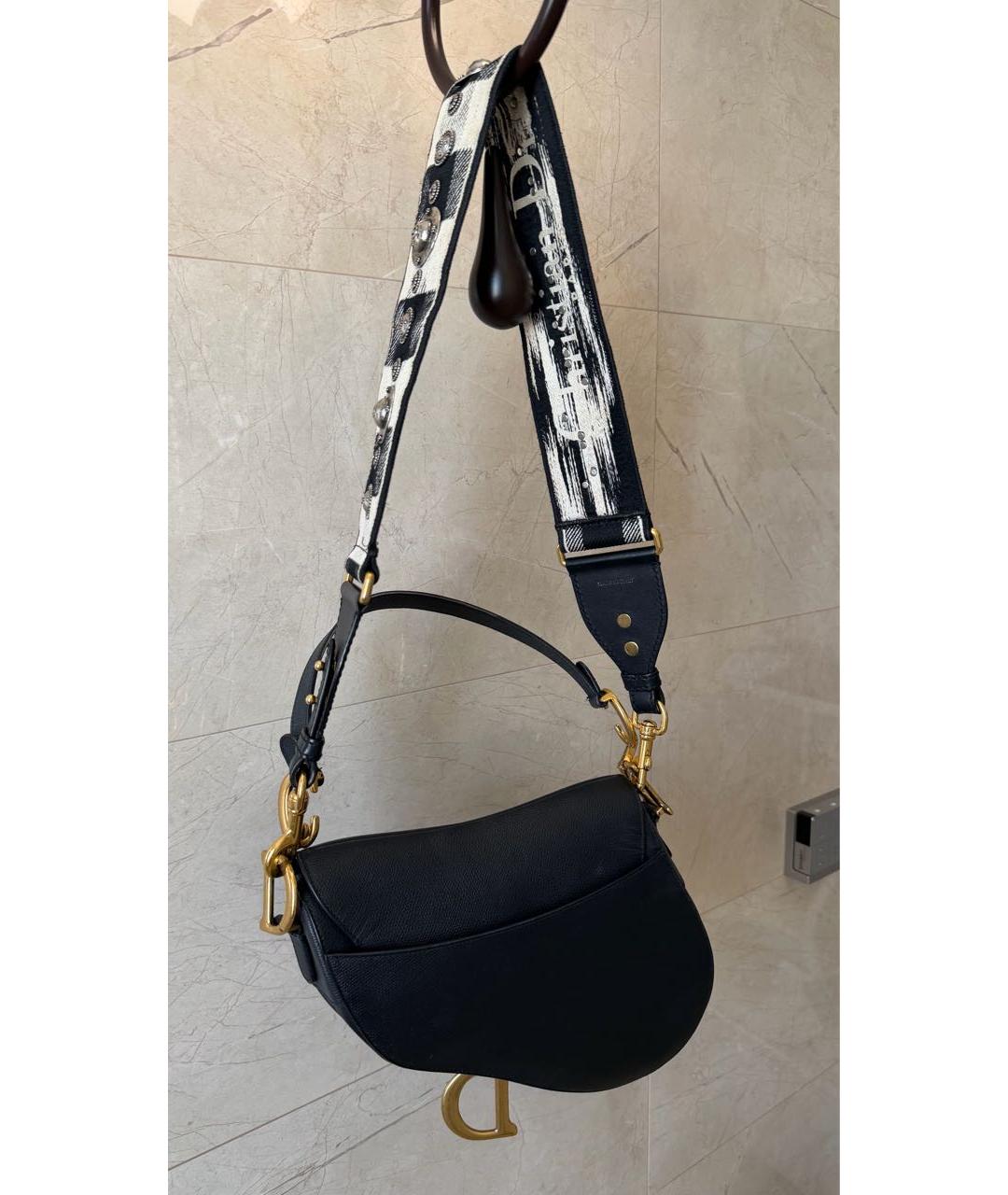 CHRISTIAN DIOR Черная кожаная сумка через плечо, фото 3