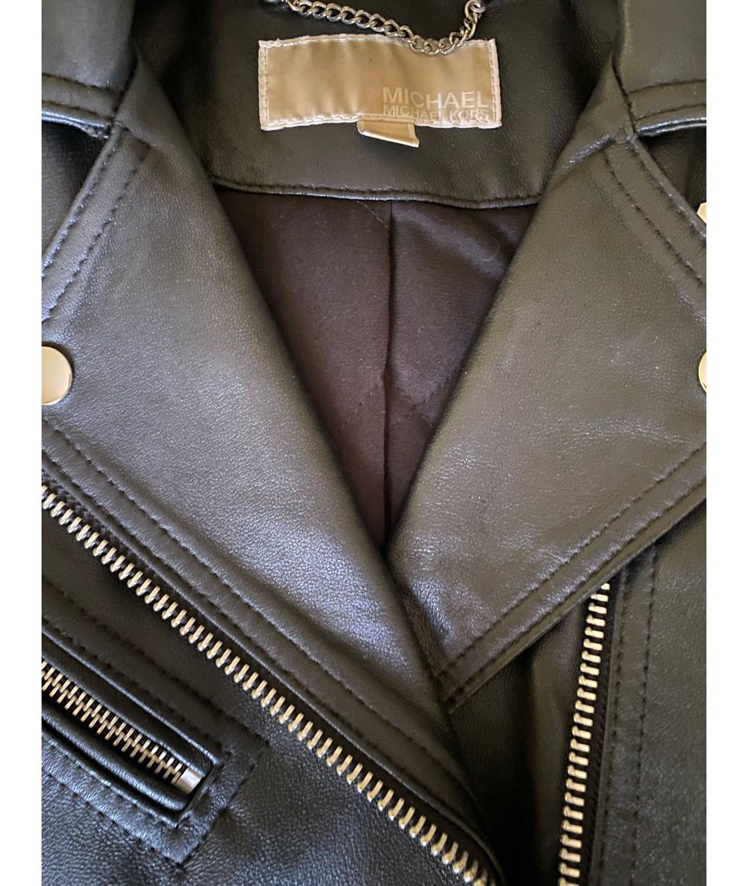 MICHAEL MICHAEL KORS Черная кожаная куртка, фото 3