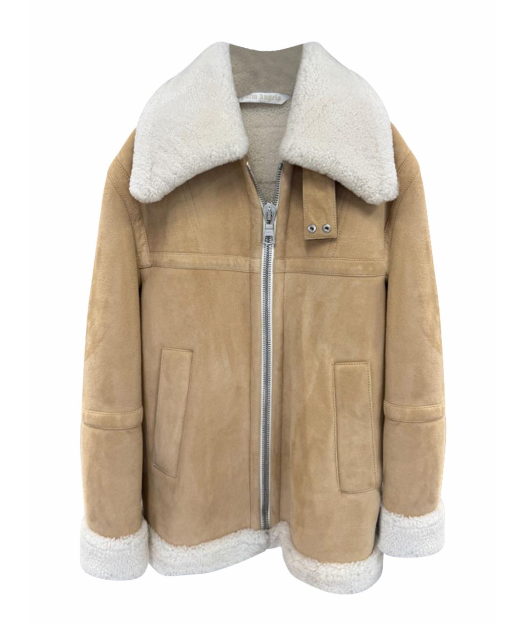 PALM ANGELS Бежевая меховая дубленка, фото 1