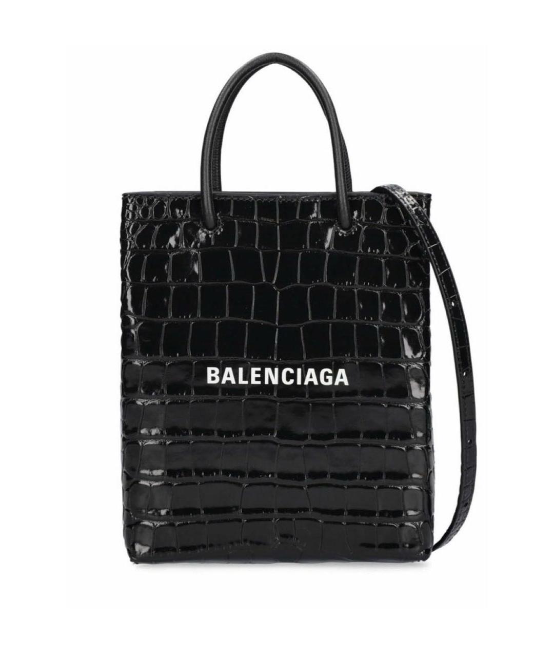 BALENCIAGA Черная сумка с короткими ручками из лакированной кожи, фото 9
