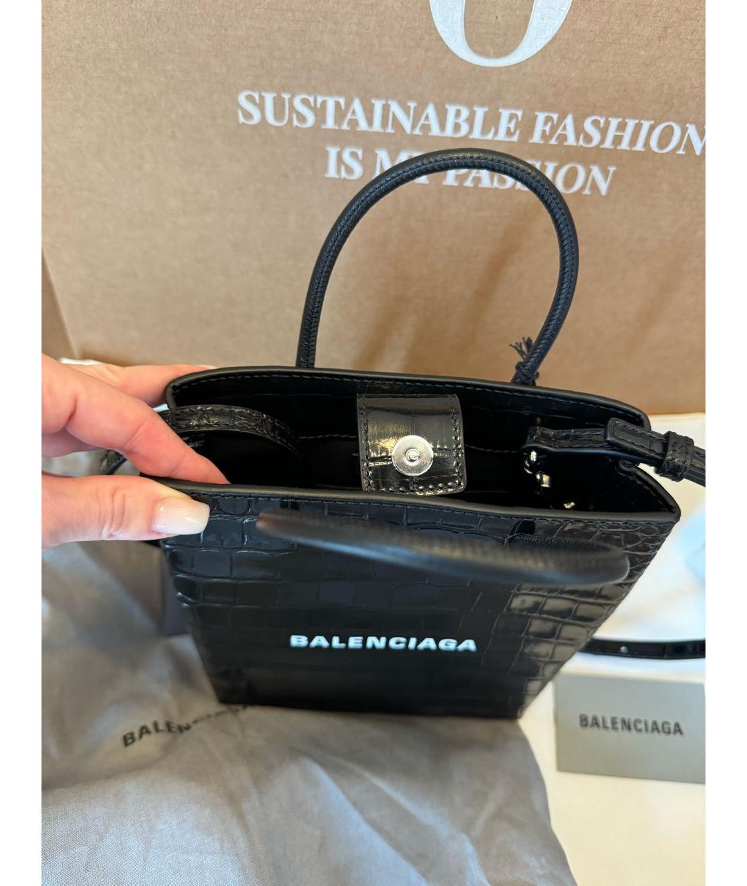 BALENCIAGA Черная сумка с короткими ручками из лакированной кожи, фото 5