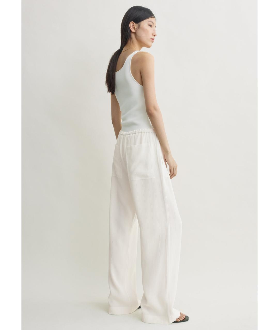 TOTEME Белые вискозные брюки широкие, фото 4