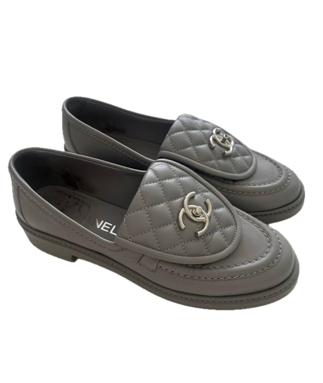 CHANEL Серые кожаные лоферы, фото 9