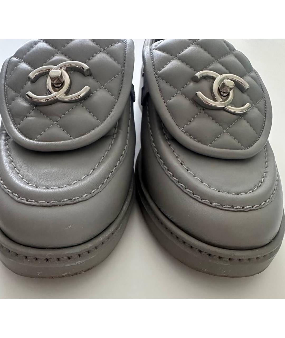 CHANEL Серые кожаные лоферы, фото 7