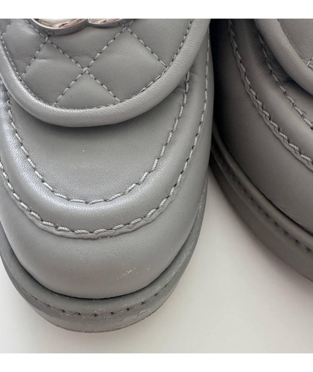 CHANEL Серые кожаные лоферы, фото 8