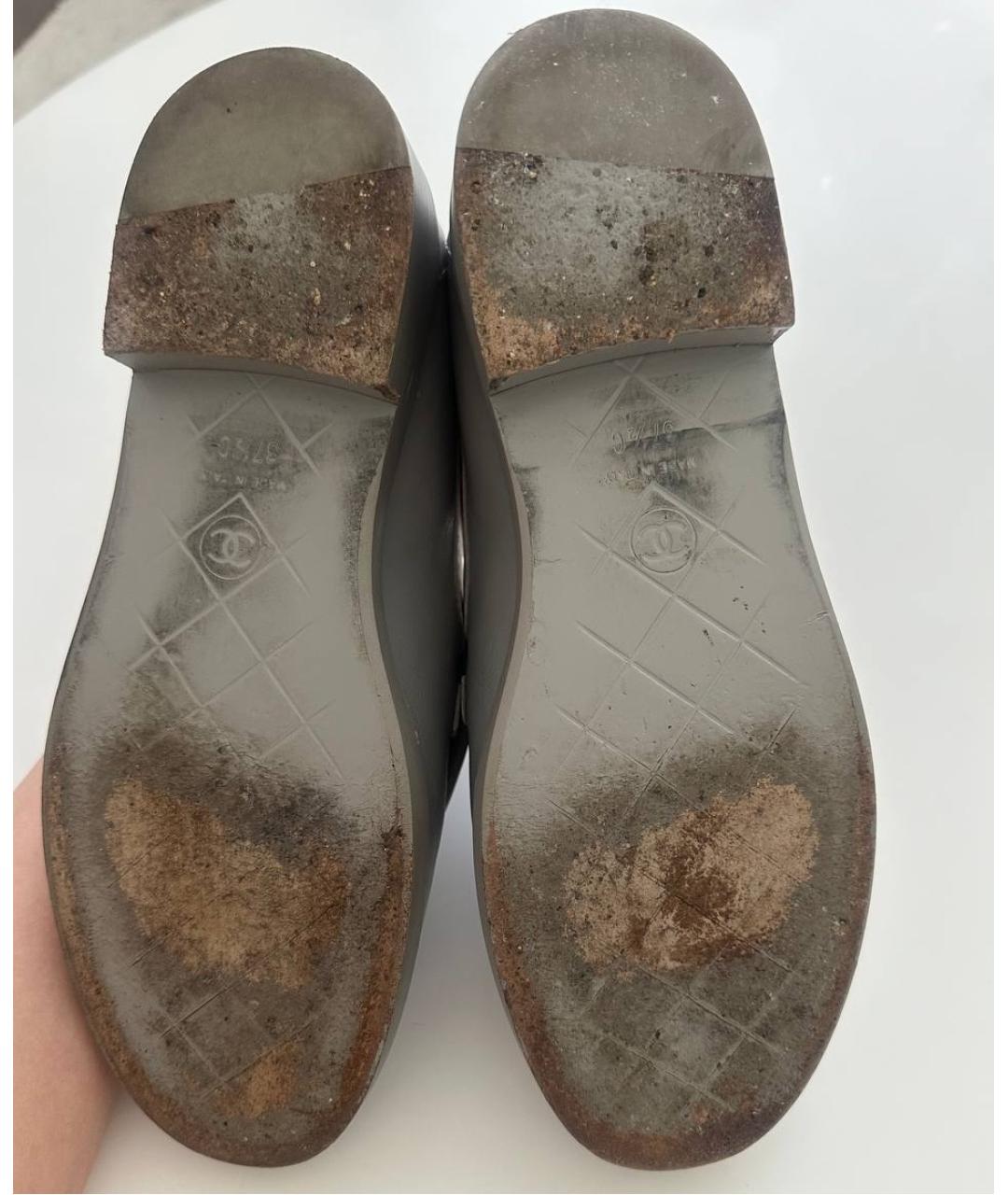CHANEL Серые кожаные лоферы, фото 5