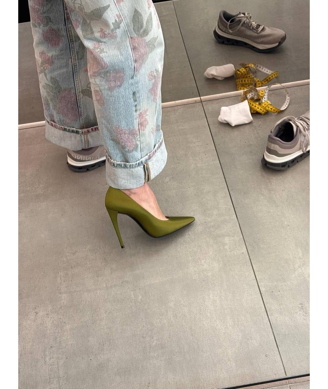 SAINT LAURENT Зеленые текстильные туфли, фото 3