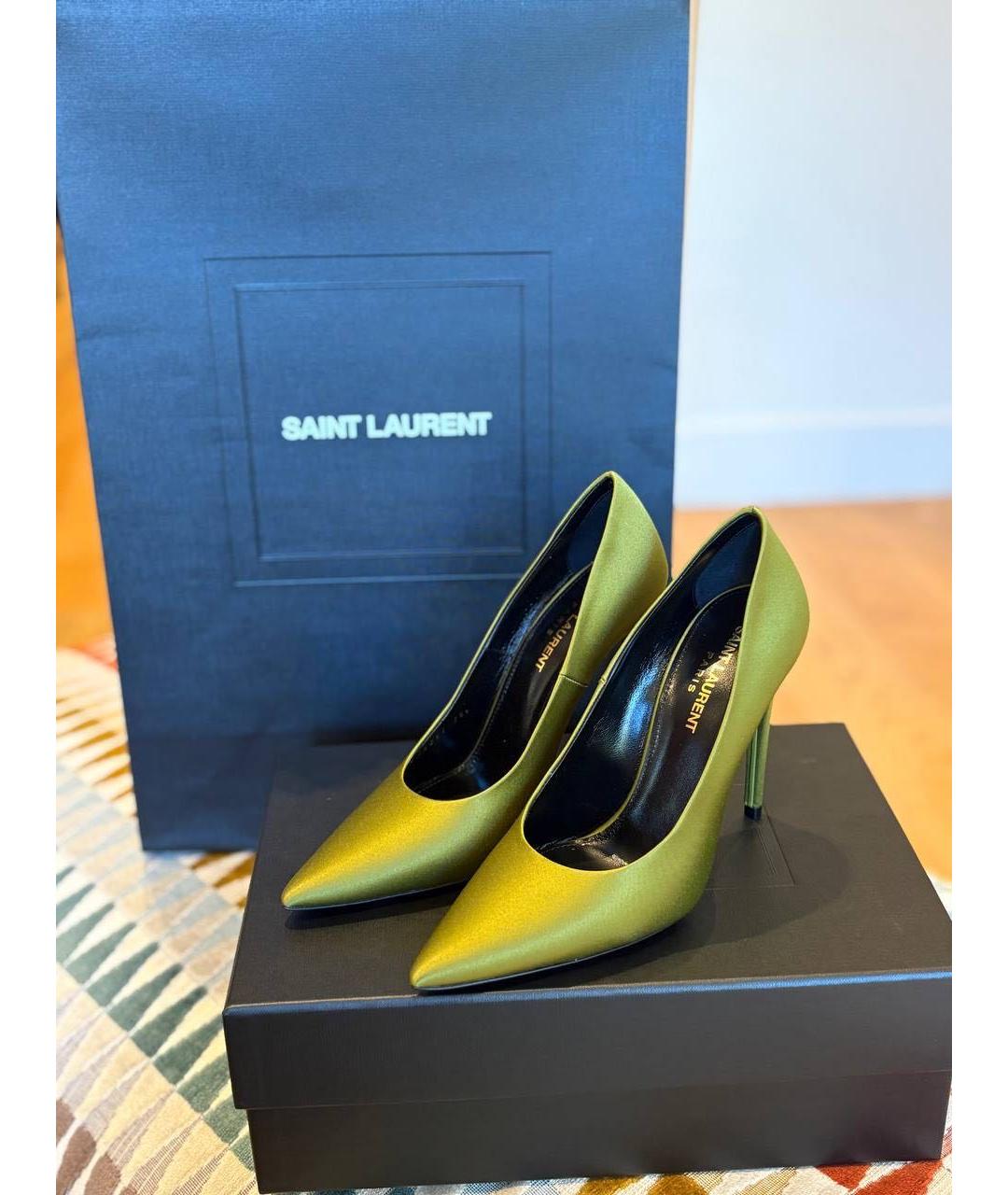 SAINT LAURENT Зеленые текстильные туфли, фото 2