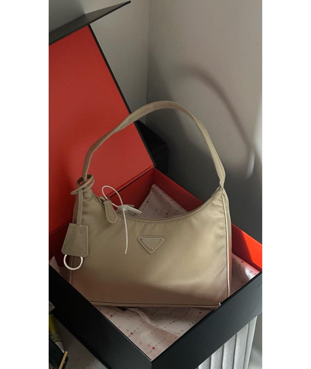 PRADA Бежевая сумка с короткими ручками, фото 5