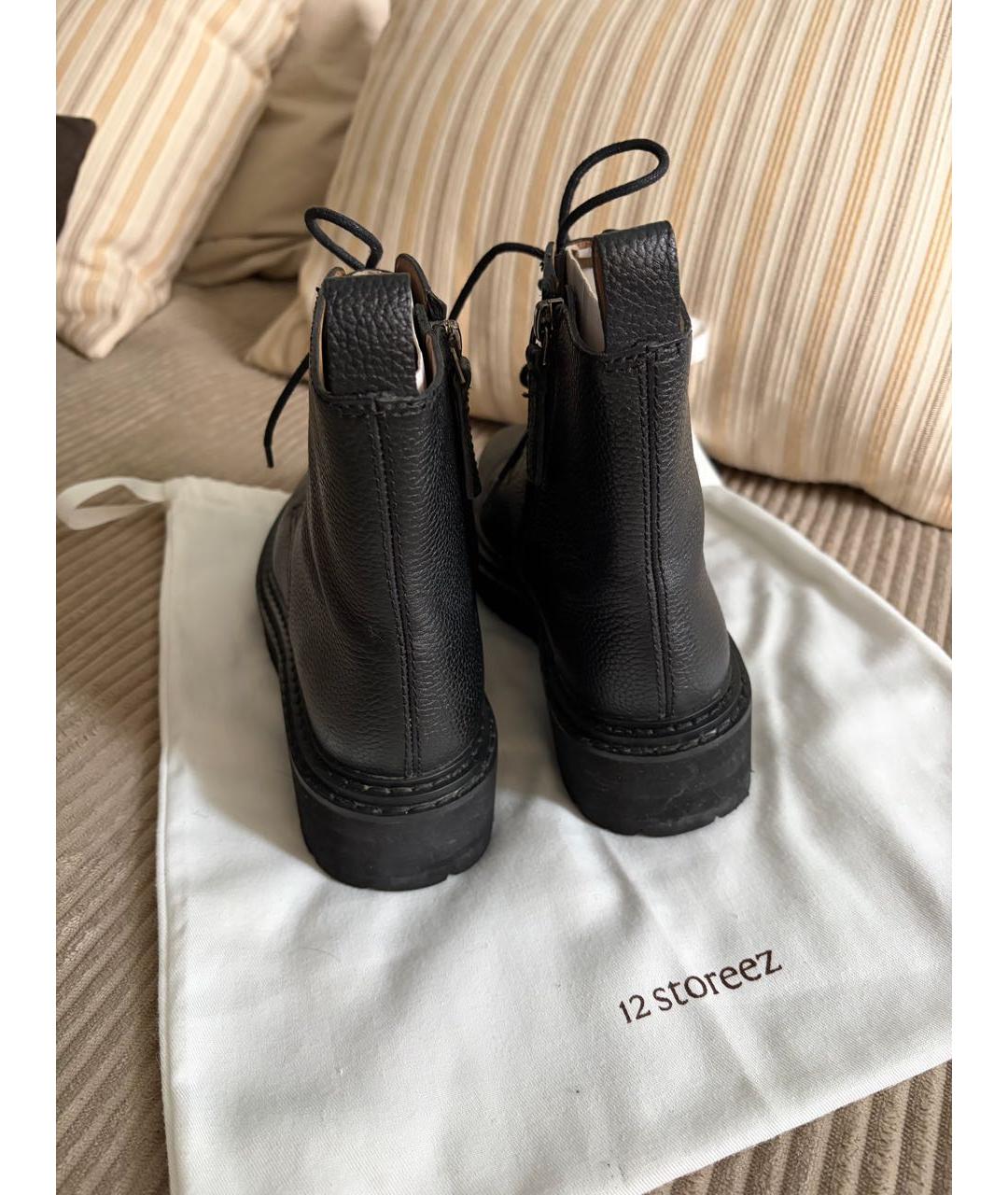 12 STOREEZ Черные кожаные ботинки, фото 3