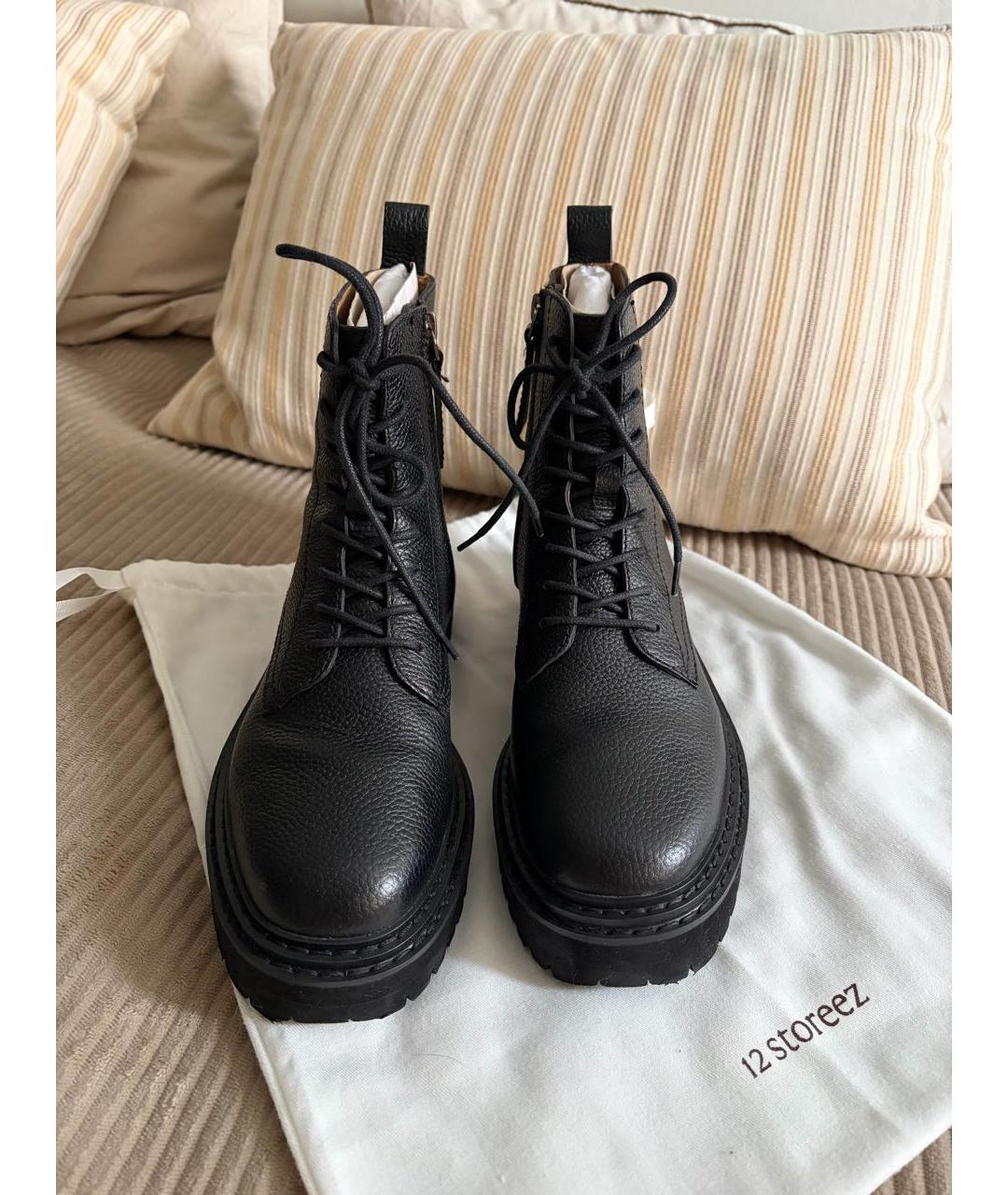 12 STOREEZ Черные кожаные ботинки, фото 2
