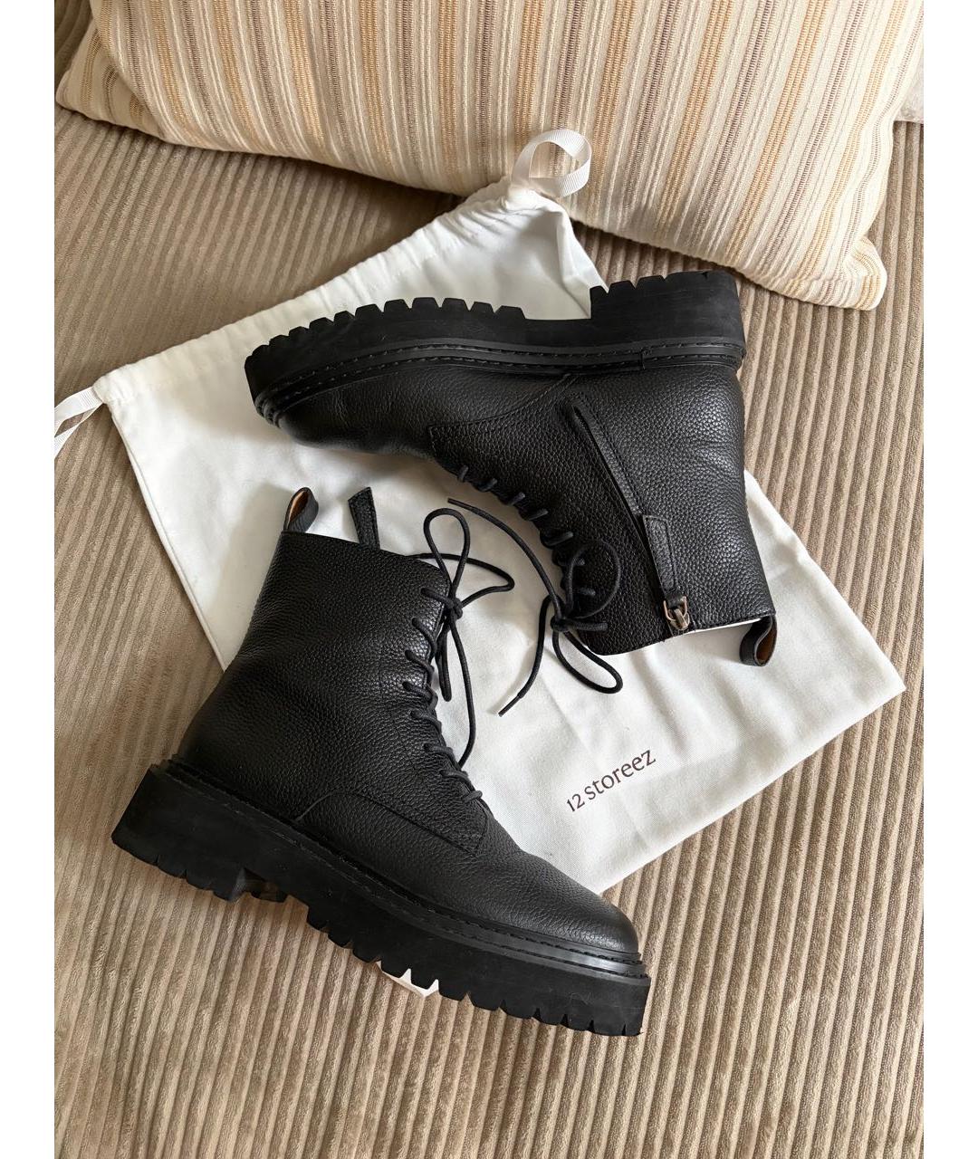 12 STOREEZ Черные кожаные ботинки, фото 5
