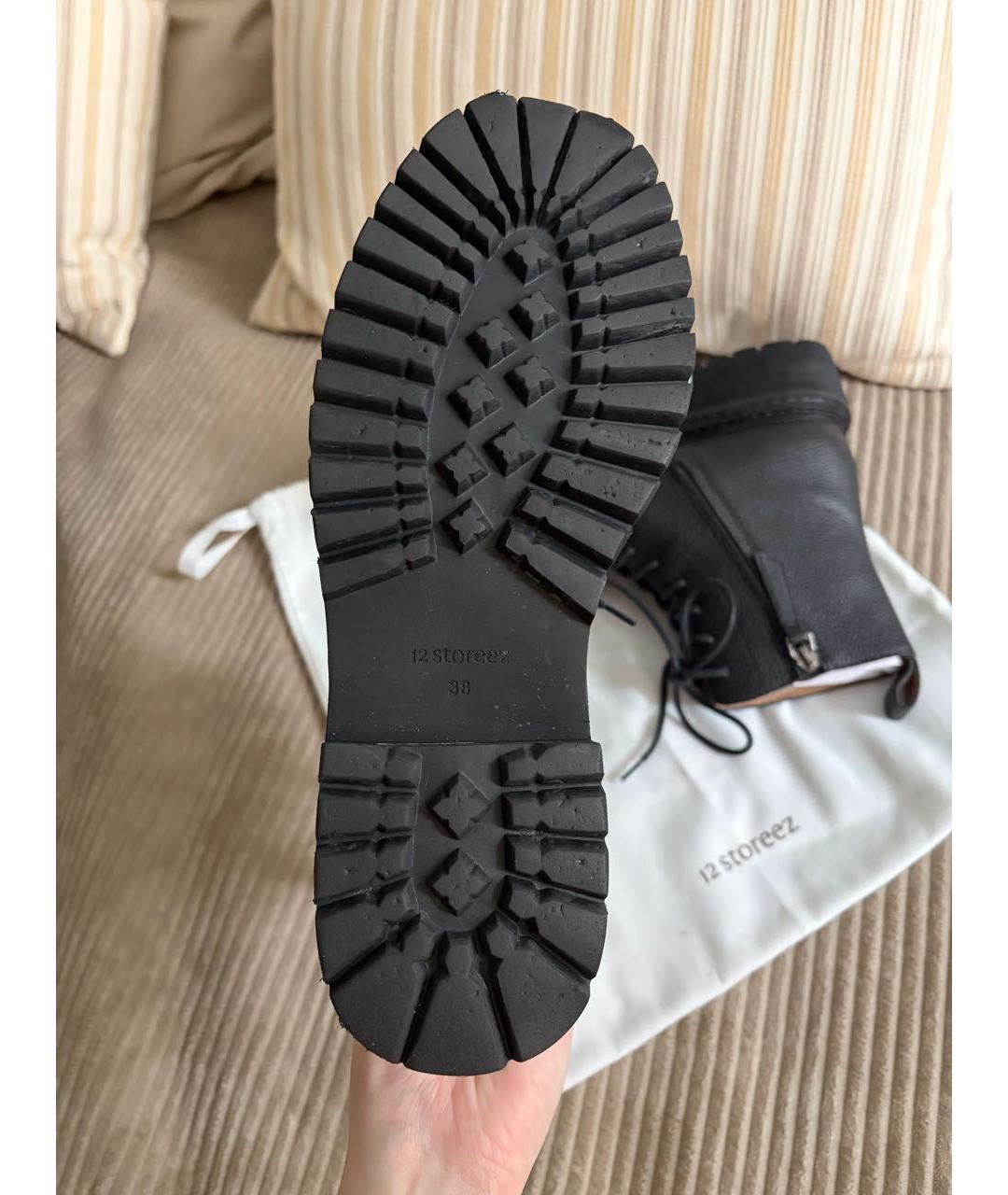 12 STOREEZ Черные кожаные ботинки, фото 4