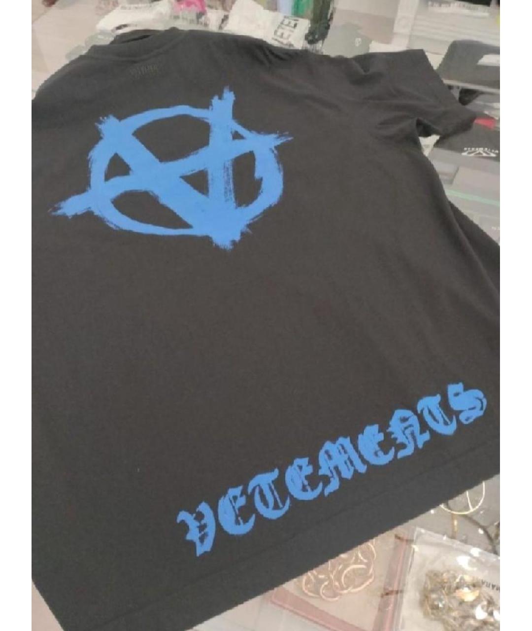 VETEMENTS Черная хлопковая футболка, фото 4