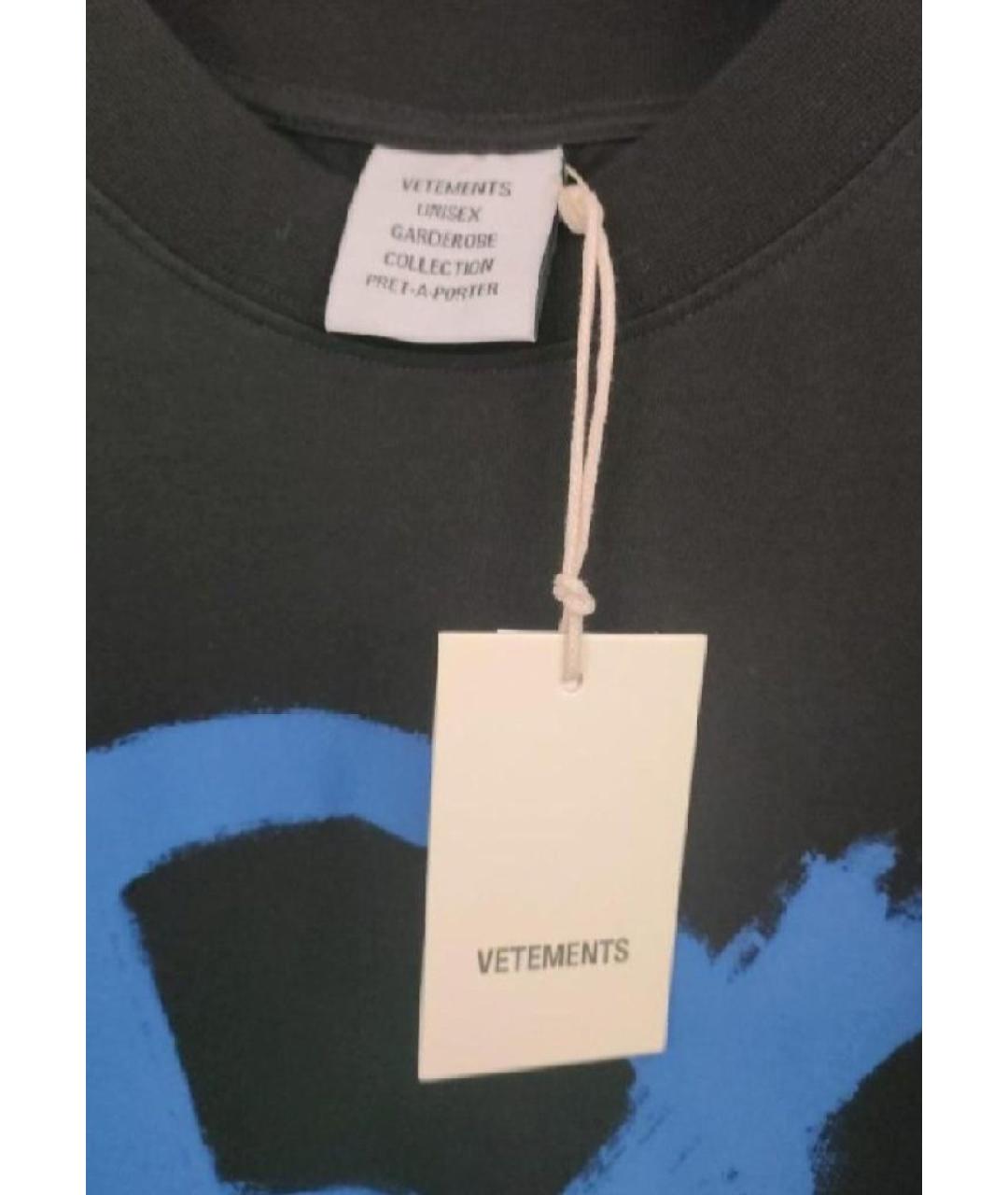 VETEMENTS Черная хлопковая футболка, фото 3