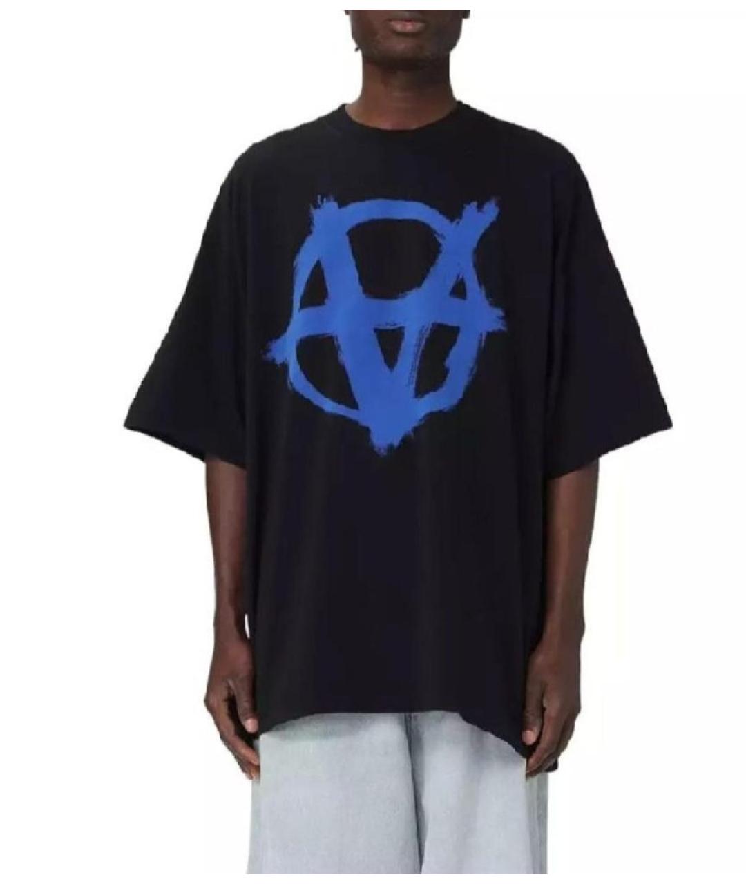 VETEMENTS Черная хлопковая футболка, фото 5