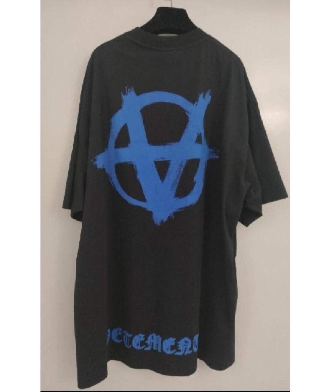 VETEMENTS Черная хлопковая футболка, фото 2