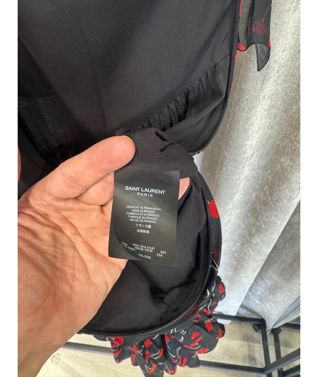 SAINT LAURENT Черное шелковое коктейльное платье, фото 4