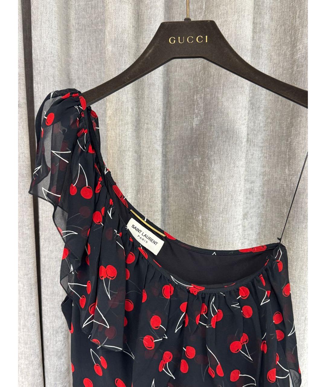 SAINT LAURENT Черное шелковое коктейльное платье, фото 3