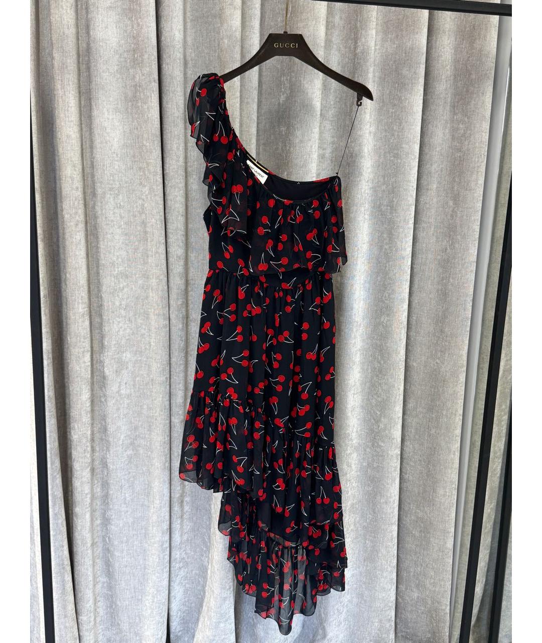 SAINT LAURENT Черное шелковое коктейльное платье, фото 5