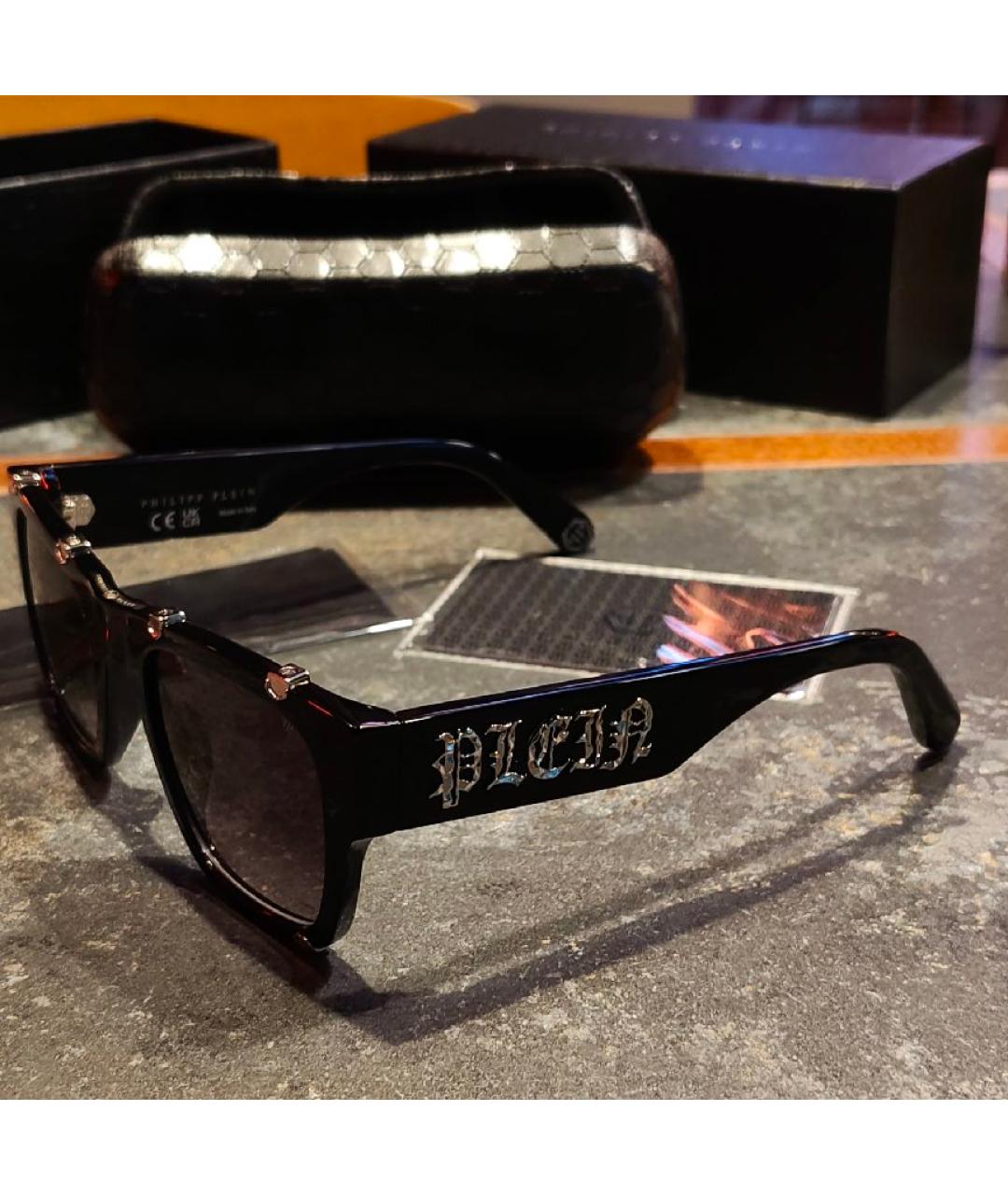 PHILIPP PLEIN Черные пластиковые солнцезащитные очки, фото 3