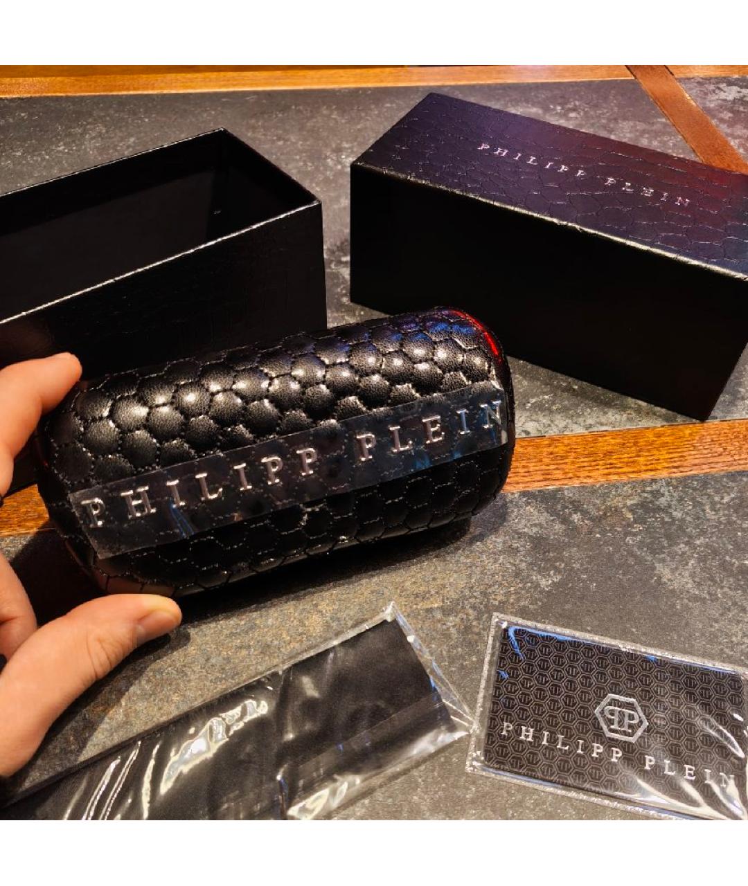 PHILIPP PLEIN Черные пластиковые солнцезащитные очки, фото 4