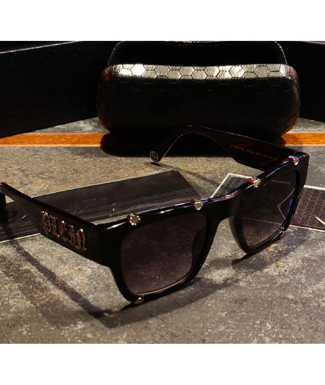 PHILIPP PLEIN Черные пластиковые солнцезащитные очки, фото 2