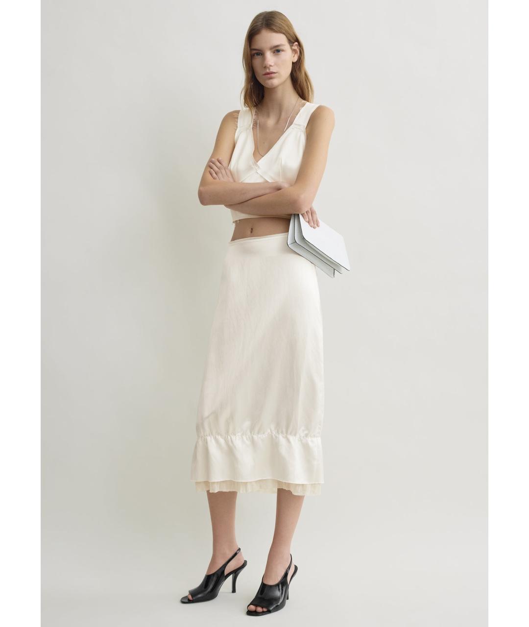 TOTEME Белая вискозная юбка миди, фото 2