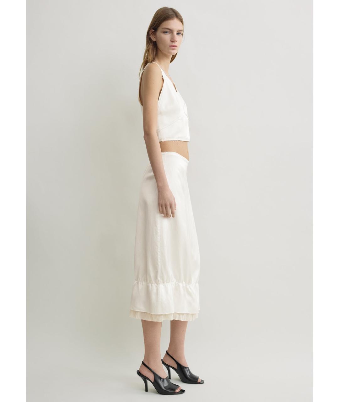 TOTEME Белая вискозная юбка миди, фото 3