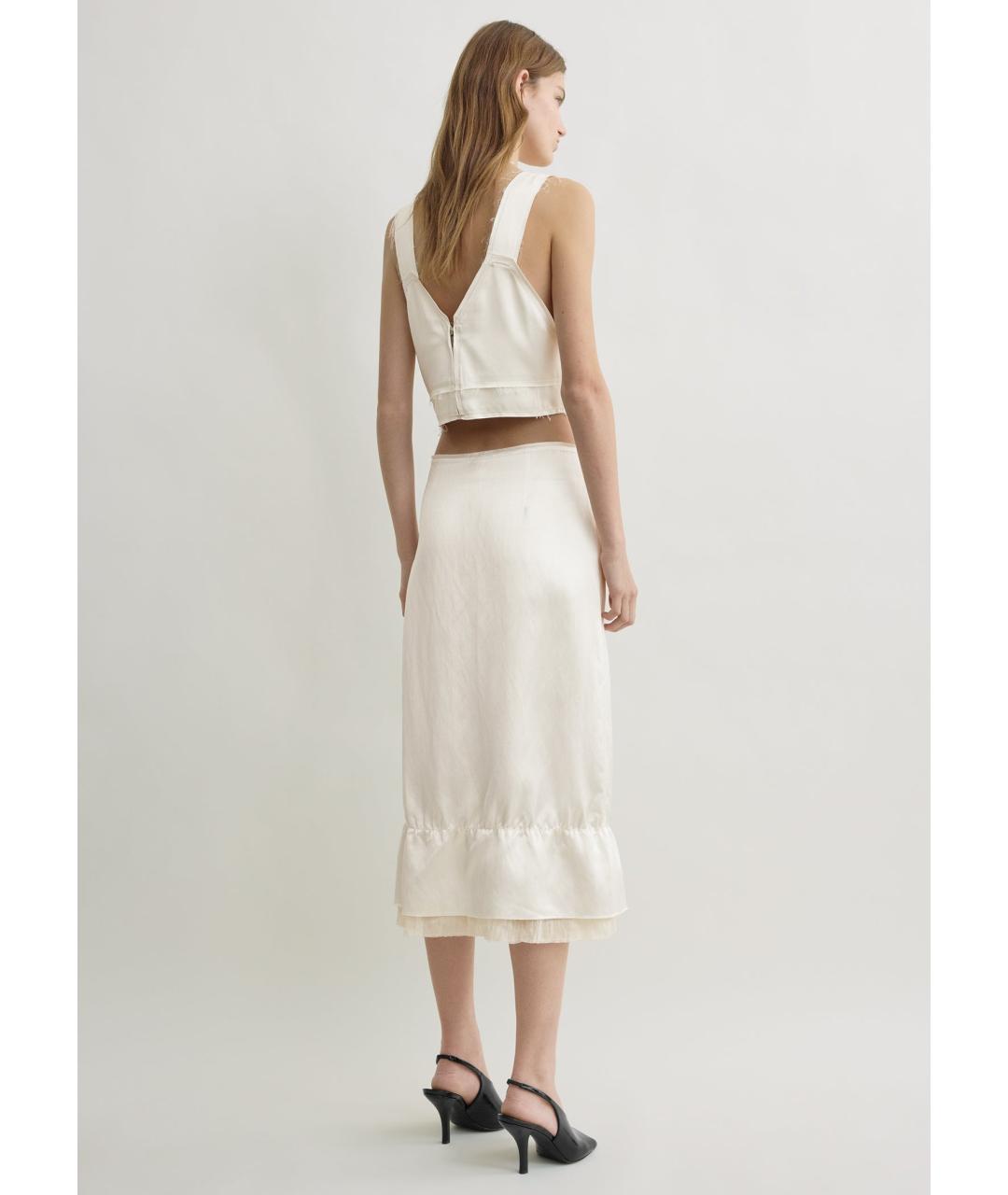 TOTEME Белая вискозная юбка миди, фото 4