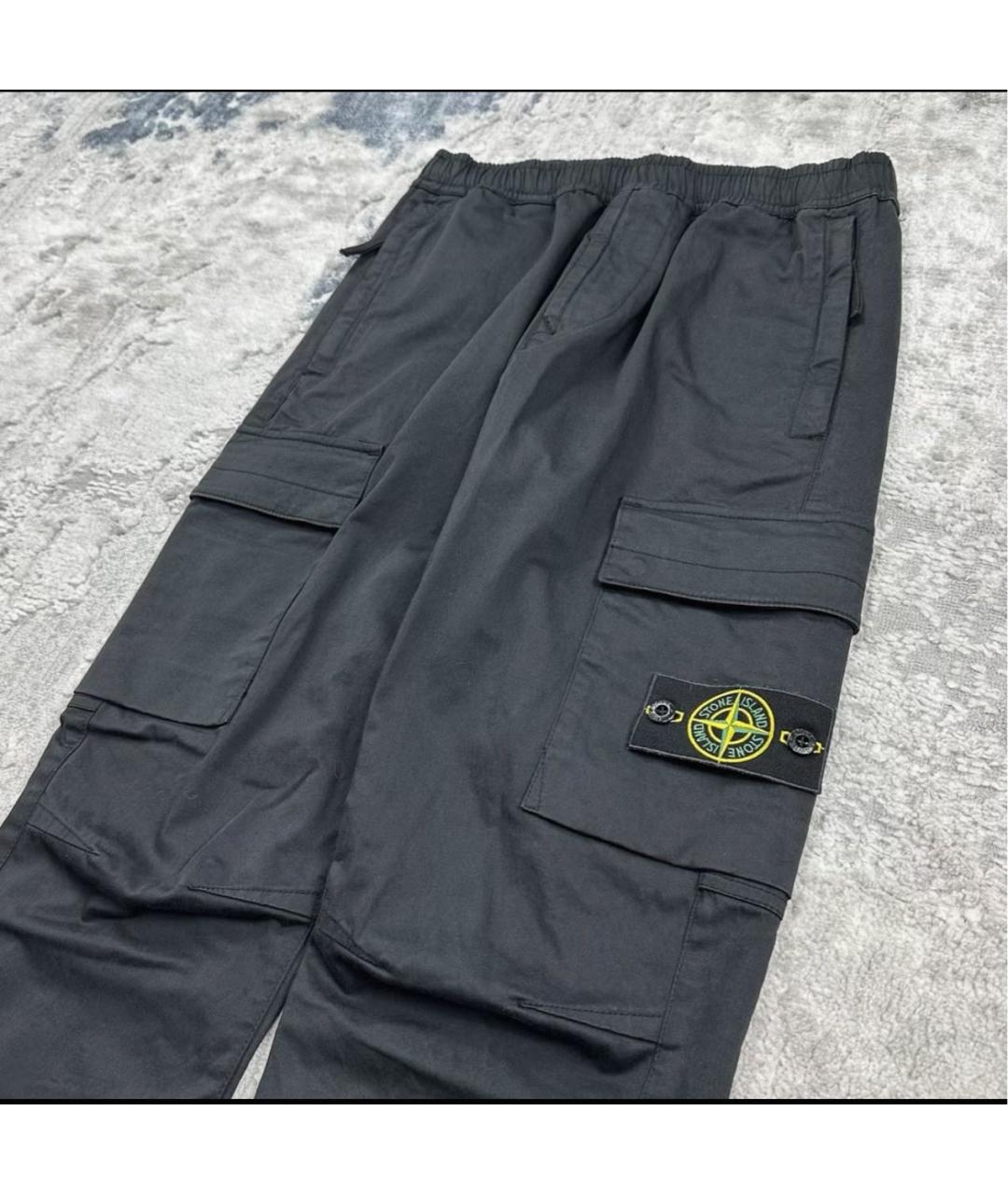 STONE ISLAND Черные хлопковые повседневные брюки, фото 3