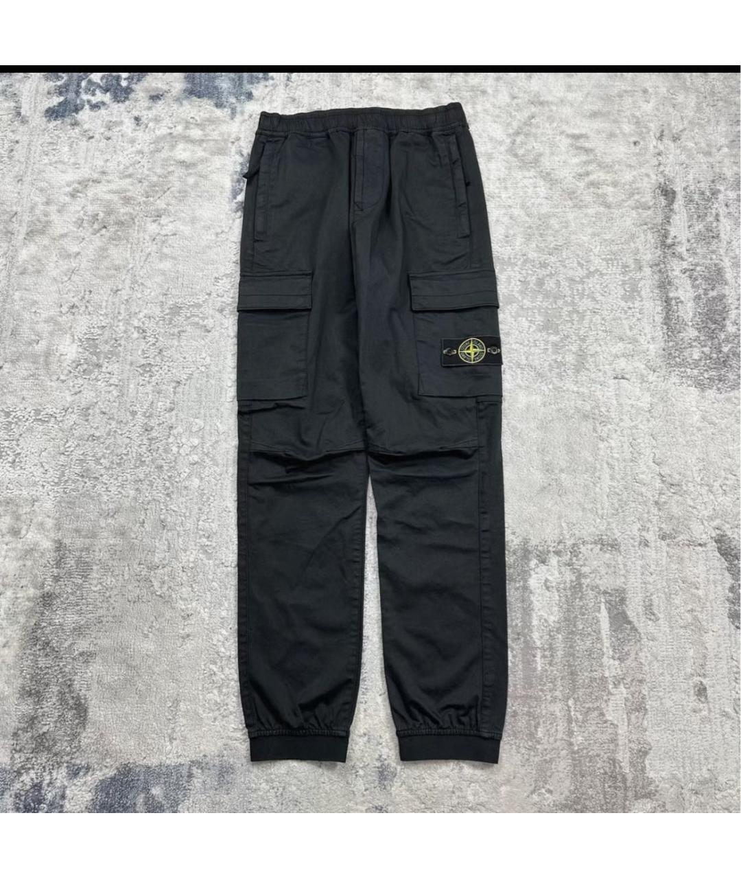 STONE ISLAND Черные хлопковые повседневные брюки, фото 6