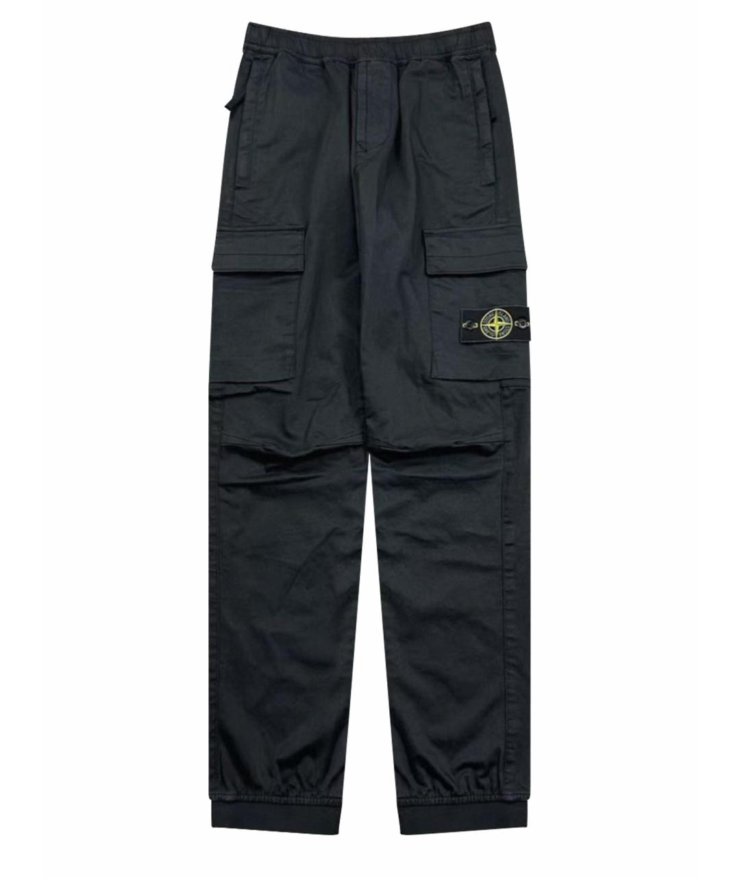 STONE ISLAND Черные хлопковые повседневные брюки, фото 1