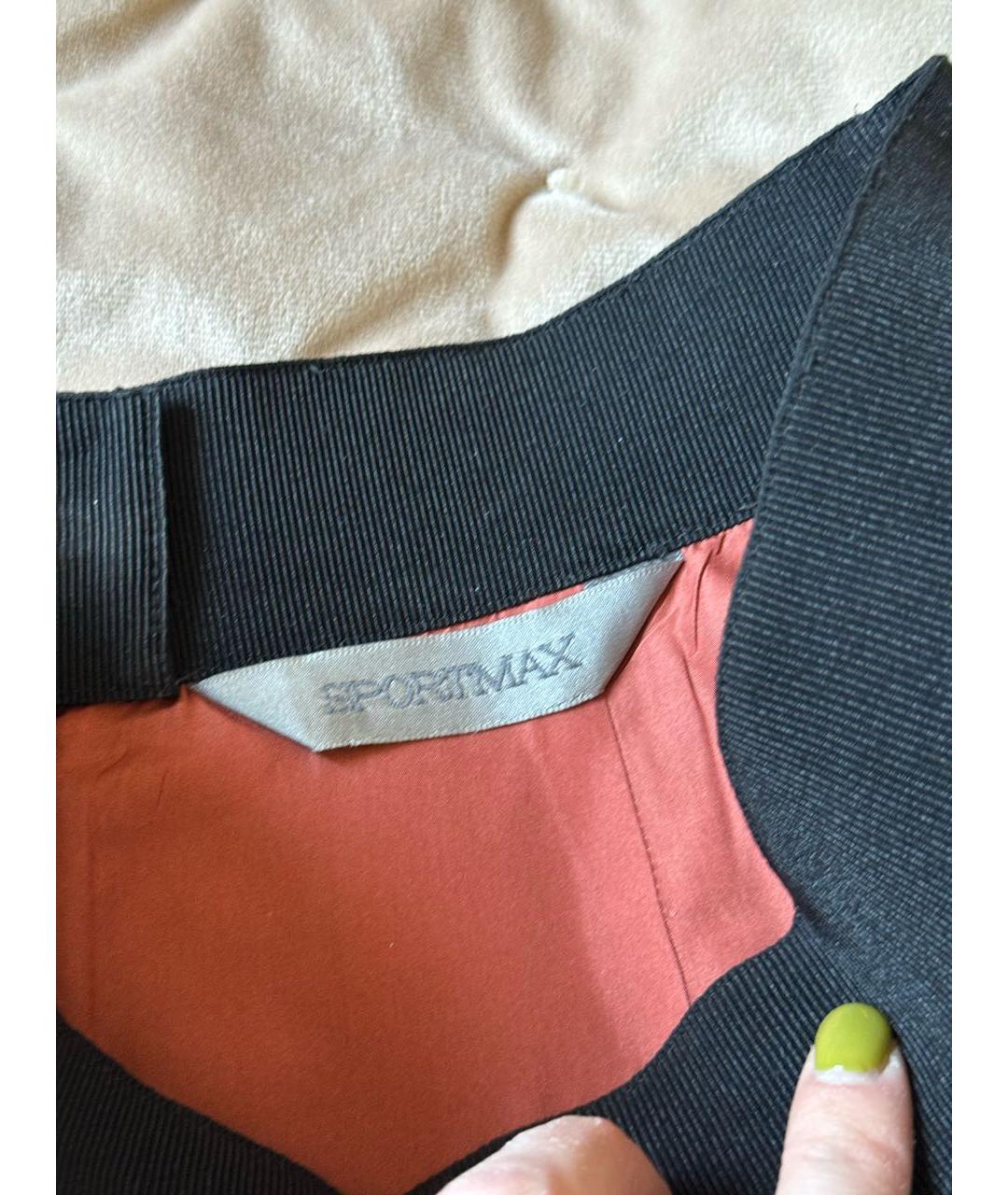 SPORTMAX Антрацитовая шерстяная юбка миди, фото 3