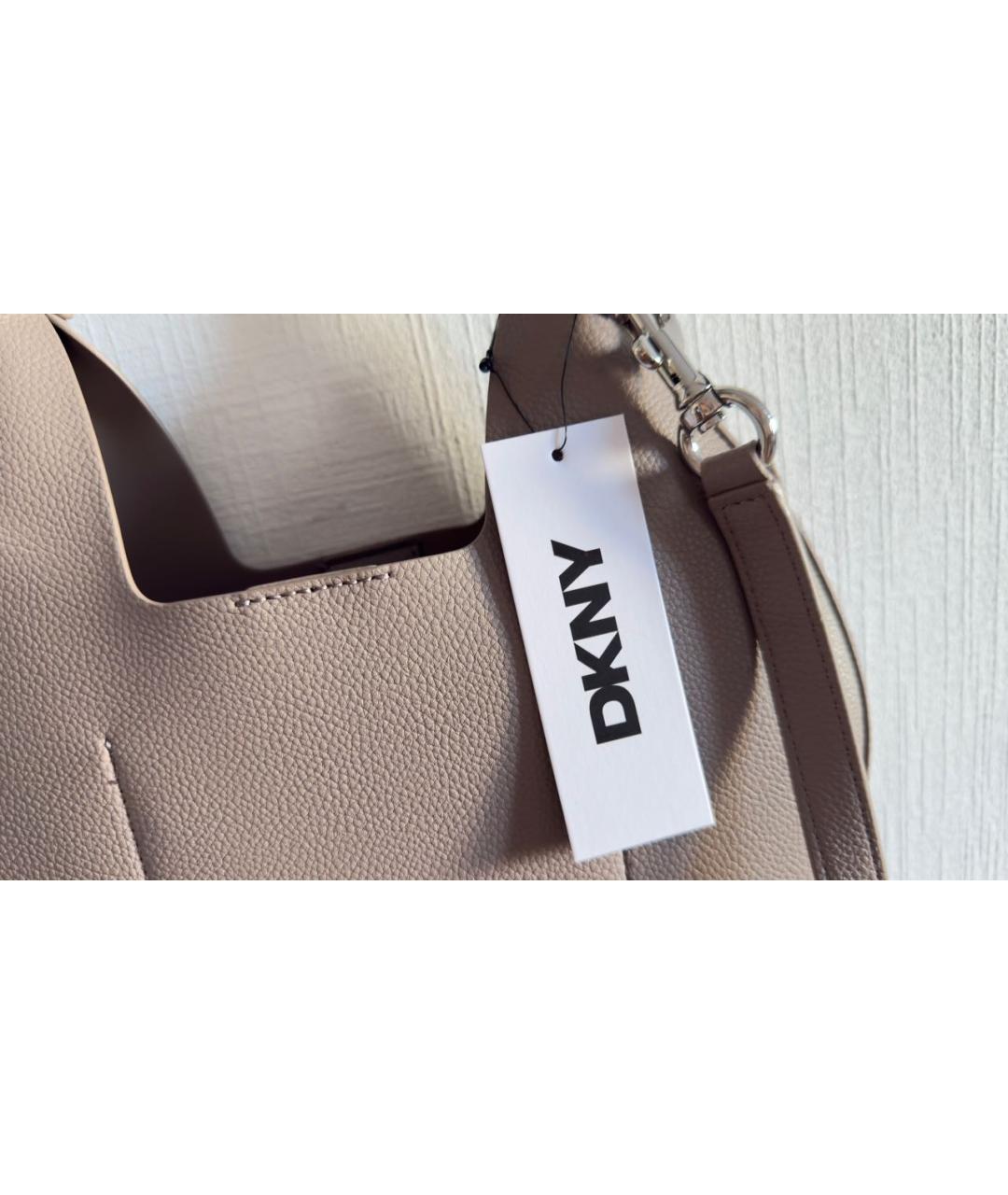 DKNY Серая сумка с короткими ручками из искусственной кожи, фото 6