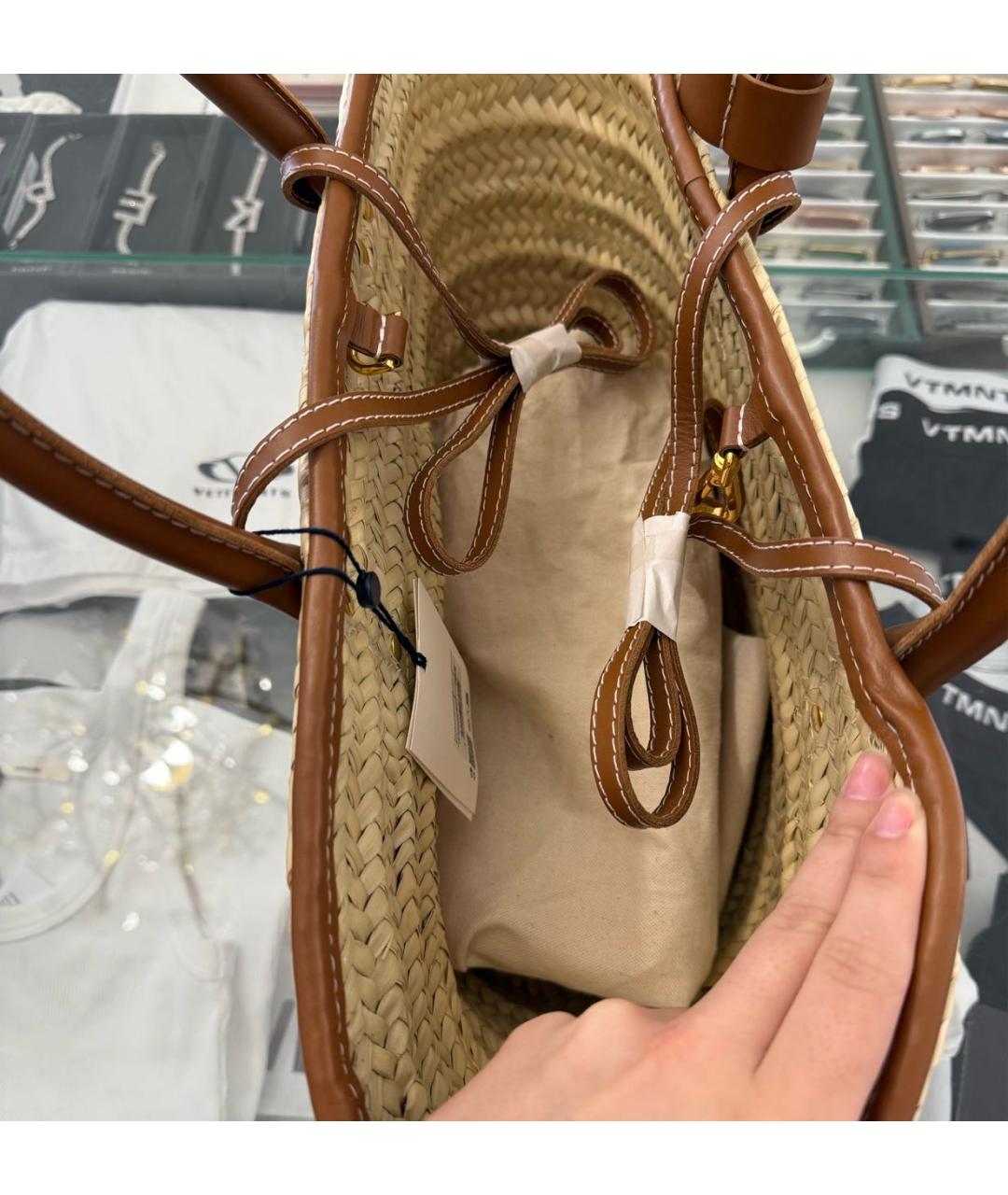 JACQUEMUS Коричневая пелетеная пляжная сумка, фото 4