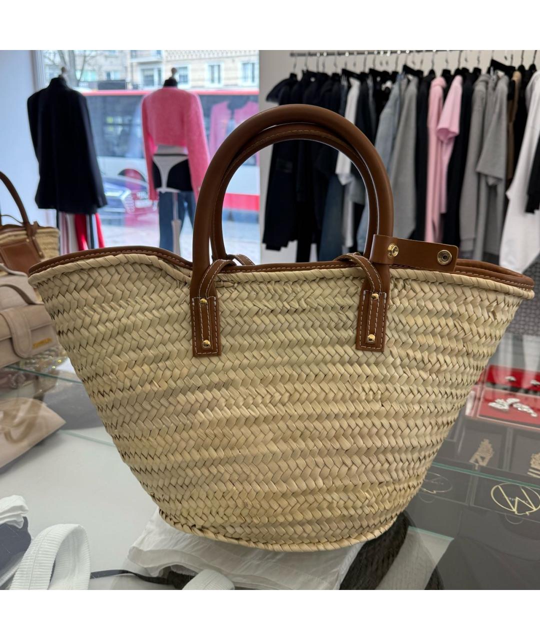 JACQUEMUS Коричневая пелетеная пляжная сумка, фото 3