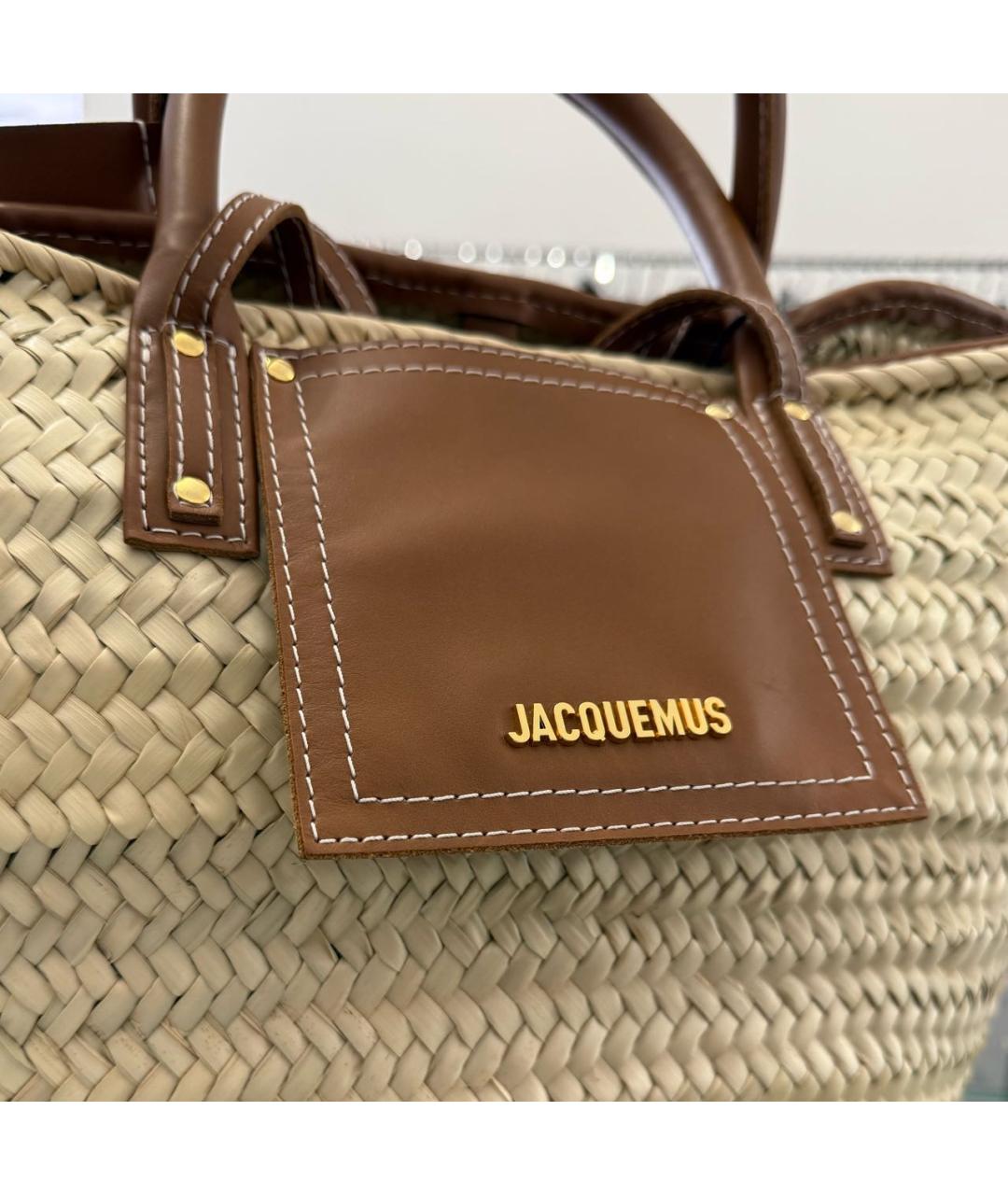 JACQUEMUS Коричневая пелетеная пляжная сумка, фото 2