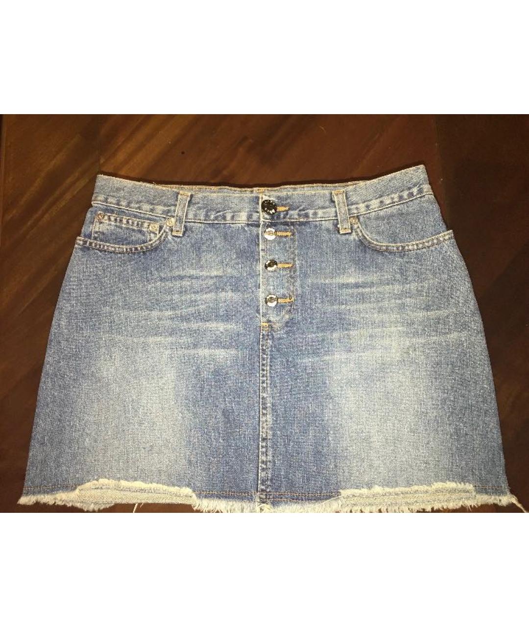 JOHN RICHMOND Синяя хлопковая юбка мини, фото 3